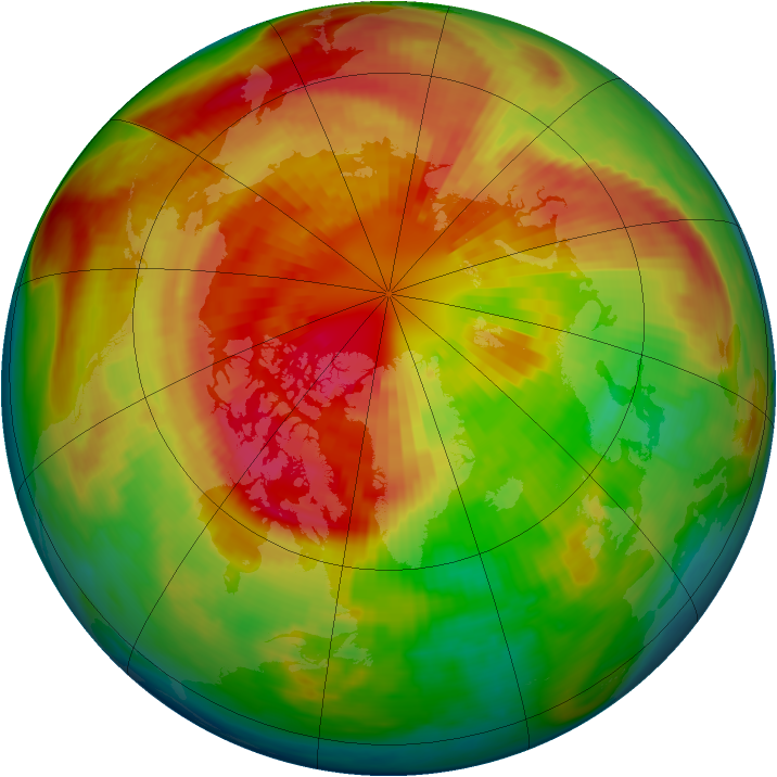 Arctic ozone map for 14 March 1983